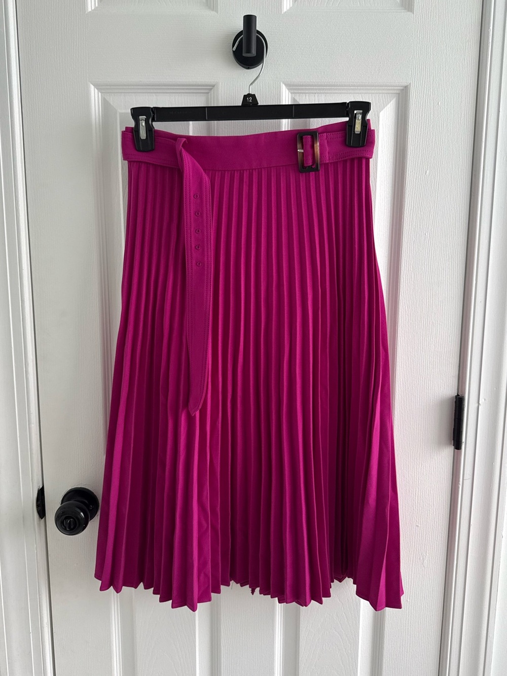 Ann Taylor Fuschia Midi Pleated Flare Skirt